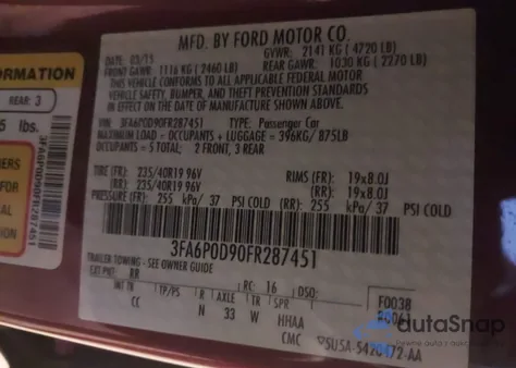 2015 Ford Fusion Titanium z USA, uszkodzony, nr VIN 3FA6P0D90FR287451